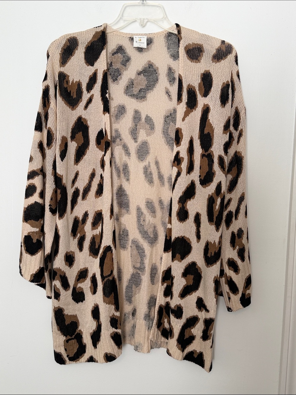 By Together Leopard-Print Open Cardigan — Beige/Brown/Black